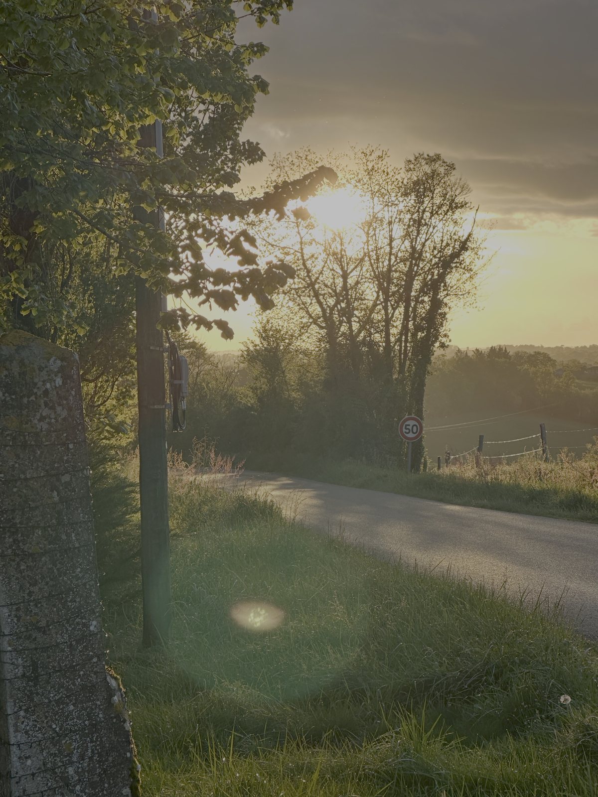 Golden sunset over the rolling countryside of the Gers in South West France